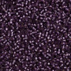 25g Miyuki Delica seed bead 11/0 Semi Matte Silver Lined Dyed Violet DB695