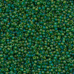 Toho Round Seed Bead 8/0 Transparent Matte Green AB 5.5-inch tube (167BF)