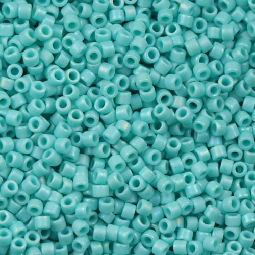 Miyuki Delica Seed Bead 15/0 Opaque Matte Dark Sea Foam AB 2-inch Tube DBS1595