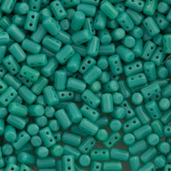 Czech Rulla 3x5mm Two Hole Beads Opaque Green Turquoise 20g Tube (63130)