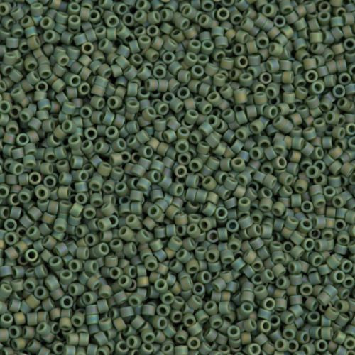 Miyuki Delica Seed Bead 11/0 Matte Opaque Avocado Green AB 2-inch Tube DB1594