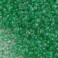 Preciosa Twin Two Hole Beads Inside Color Lined Light Green 15g 38656