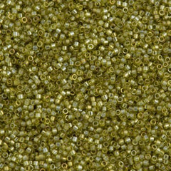 25g Miyuki Delica seed bead 11/0 Transparent Olive Gold Luster DB124