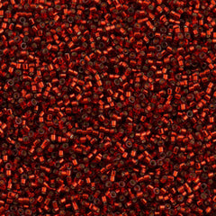 25g Miyuki Delica seed bead 11/0 Silver Lined Dyed Red DB603
