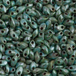 Miyuki Long Magatama Seed Bead Opaque Turquoise Blue Picasso Luster 8g Tube (4514L)