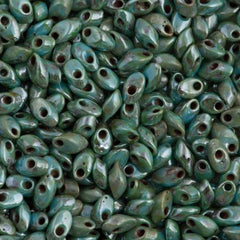 Miyuki Long Magatama Seed Bead Opaque Turquoise Blue Picasso Luster 8g Tube (4514L)