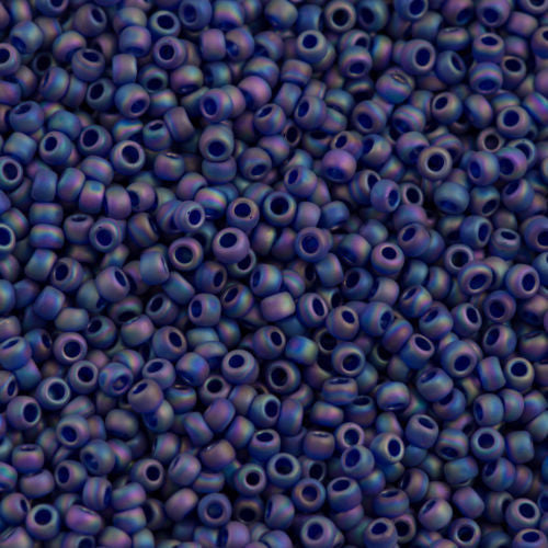Toho Round Seed Bead 8/0 Transparent Matte Dark Periwinkle AB 2.5-inch tube (87DF)