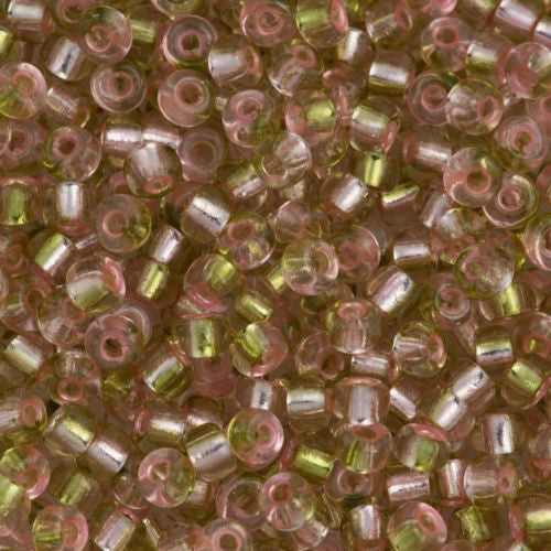 Miyuki Round Seed Beads 5/0 Rococo Silver Lined Pink Chartreuse 20g Tube (3279)