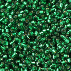 100g Miyuki Delica Seed Bead 11/0 Emerald Dyed Silver Lined DB605