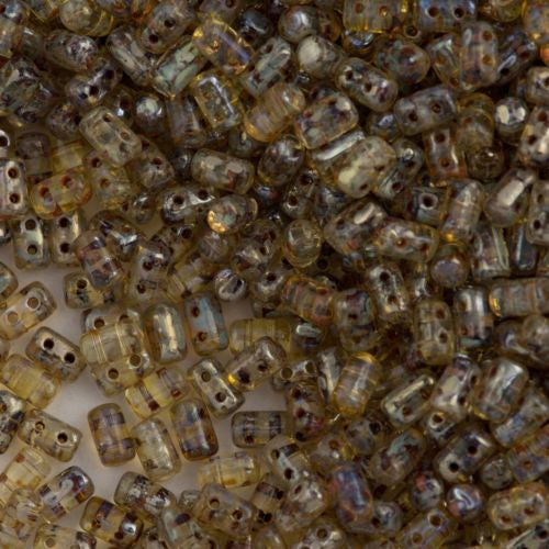 Czech Rulla 3x5mm Two Hole Beads Crystal Picasso 15g (00030T)