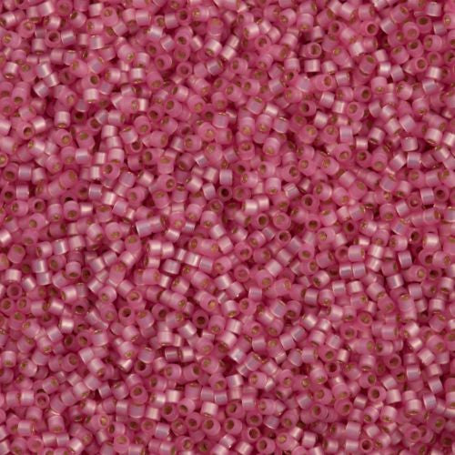 Miyuki Delica Seed Bead 11/0 Opal Silver Lined Dyed Pink 2-inch Tube DB625