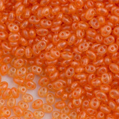 Preciosa Twin Two Hole Beads Crystal Orange Terra Pearl 22g Tube (08392)