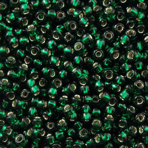 Toho Round Seed Bead 8/0 Transparent Silver Lined Emerald 5.5-inch tube (36)