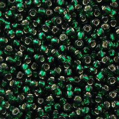 Toho Round Seed Bead 8/0 Transparent Silver Lined Emerald 5.5-inch tube (36)