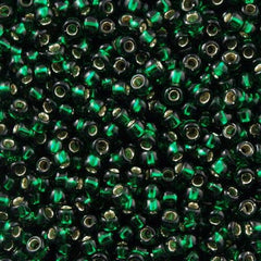 50g Toho Round Seed Bead 8/0 Transparent Silver Lined Emerald (36)