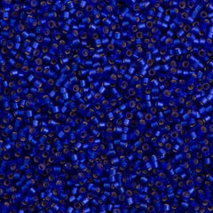 25g Miyuki Delica Seed Bead 11/0 Semi Matte Silver Lined Dyed Cobalt DB696