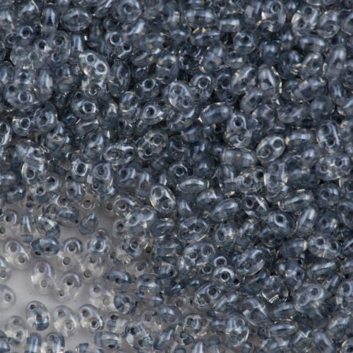Preciosa Twin Two Hole Beads Inside Color Lined Gray 15g 38642