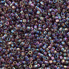 Miyuki Delica Seed Bead 15/0 Transparent Amethyst AB 2-inch Tube DBS1244