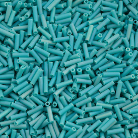 Miyuki 6mm Bugle Bead Opaque Matte Turquoise AB 5-inch Tube (412FR)