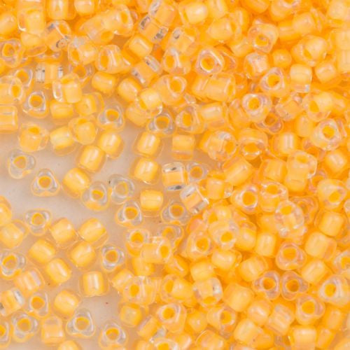 Miyuki Triangle Seed Bead 5/0 Inside Color Lined Peach 15g TR5-1121