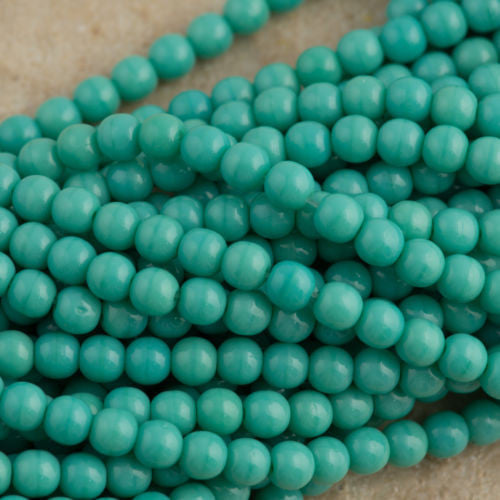 100 Czech 6mm Pressed Glass Round Beads Opaque Turquoise (63130)