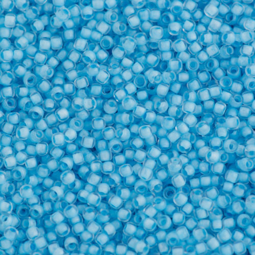 Toho Round Seed Bead 11/0 Inside Color Lined Neon Ice Blue 2.5-inch Tube (976)