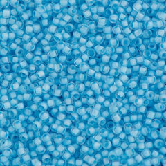 50g Toho Round Seed Beads 11/0 Inside Color Lined Neon Ice Blue (976)