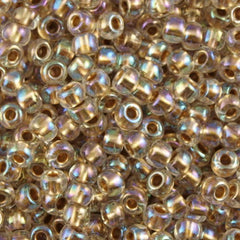 Toho Round Seed Bead 8/0 Inside Color Lined Tan AB 2.5-inch tube (994)