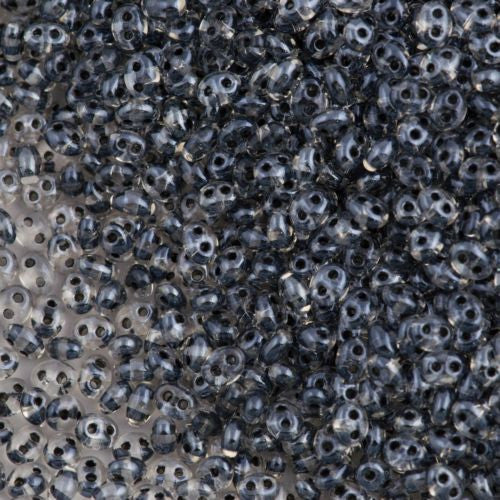 Preciosa Twin Two Hole Beads Inside Color Lined Dark Gray 15g 38649