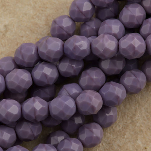 50 Czech Fire Polished 8mm Round Bead Opaque Amethyst (23020)