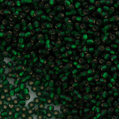 Miyuki Triangle Seed Bead 5/0 Matte Silver Lined Dark Green 15g (1806F)