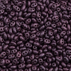 Preciosa Twin Two Hole Beads Dark Purple Jet Terra Pearl 22g Tube (28998)