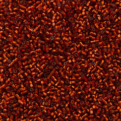 25g Miyuki Delica Seed Bead 11/0 Silver Lined Dyed Orange Red DB601