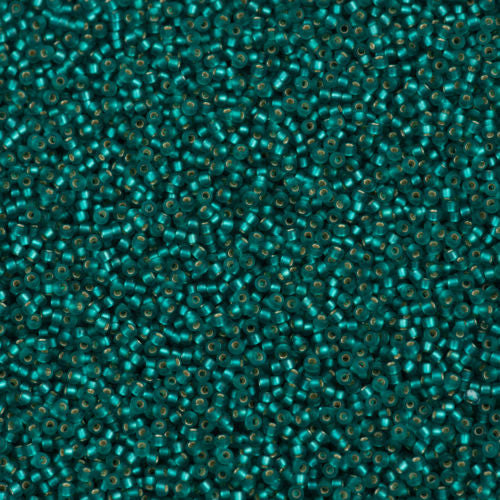 Miyuki Round Seed Bead 15/0 Matte Silver Lined Teal 2-inch Tube (2425F)