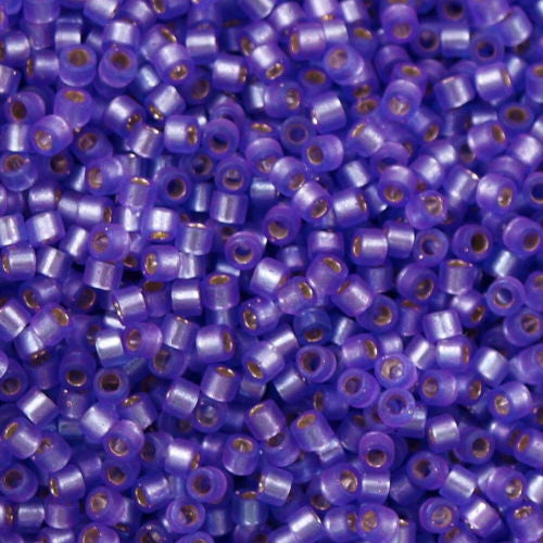 Miyuki Delica Seed Bead 10/0 Semi Matte Silver Lined Dyed Purple 7g Tube DBM694