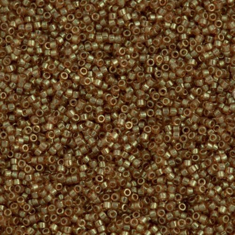 Miyuki Delica Seed Bead 11/0 Transparent Gold Luster Light Brown 2-inch Tube DB102