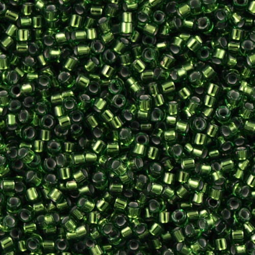 25g Miyuki Delica Seed Bead 11/0 Transparent Jade Copper Lined