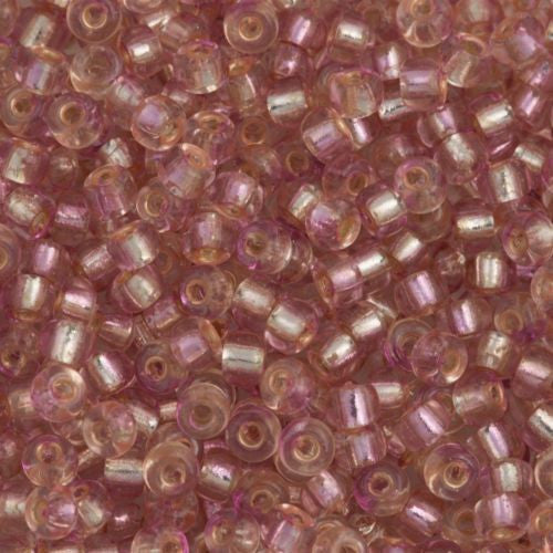 Miyuki Round Seed Beads 5/0 Rococo Silver Lined Light Rose Pink 20g Tube (3283)