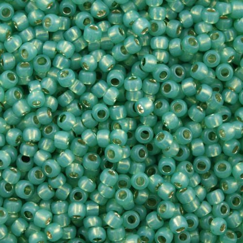 Toho Round Seed Beads 6/0 Ceylon Dark Mint Silver Lined 2.5-inch tube (2119)