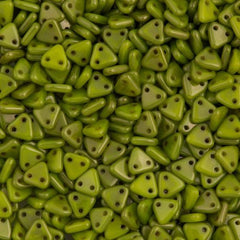 15g CzechMates 6mm Two Hole Triangle Beads Silver Sheen Chartreuse 84020LJ