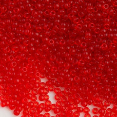 50g Miyuki Round Seed Bead 11/0 Semi Matte Transparent Red (140SF)