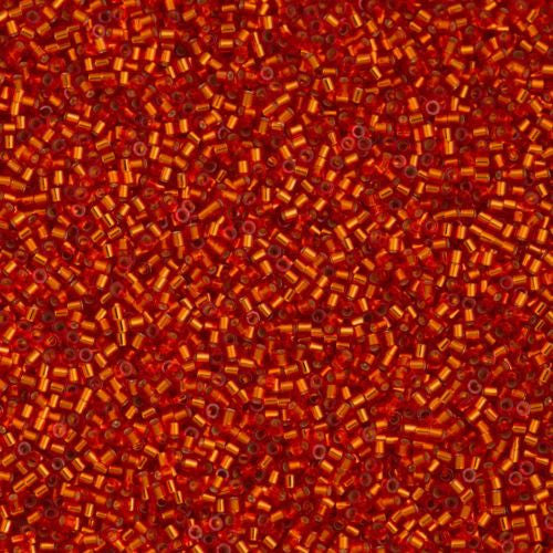 Miyuki Delica Seed Bead 15/0 Silver Lined Flame Red 2-inch Tube DBS43