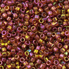 Miyuki Delica Seed Bead 15/0 Transparent Red Gold Luster AB 2-inch Tube DBS103