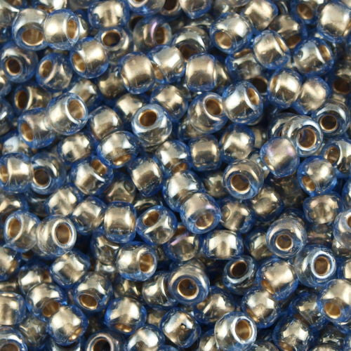 Toho Round Seed Beads 6/0 Inside Color Lined Gold Light Montana Blue 2.5-inch tube (992)