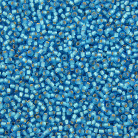 Toho Round Seed Bead 8/0 Matte Dark Aquamarine Silver Lined 2.5-inch tube (23BF)