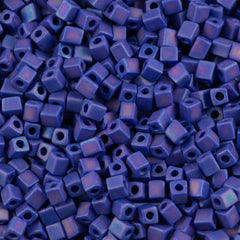 Miyuki 4mm Cube Seed Bead Opaque Matte Cobalt AB 19g Tube (414FR)