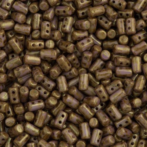 Czech Rulla 3x5mm Two Hole Beads White Senegal Brown Purple 20g Tube (03000BP)