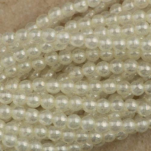 100 Czech 6mm Pressed Glass Round Beads Crystal Luster (00030L)
