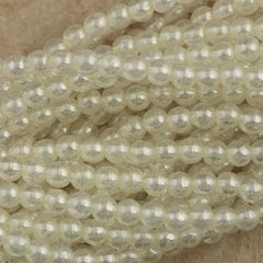 100 Czech 6mm Pressed Glass Round Beads Crystal Luster (00030L)