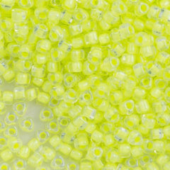 Miyuki Triangle Seed Bead 5/0 Inside Color Lined Lime 15g TR5-1119
